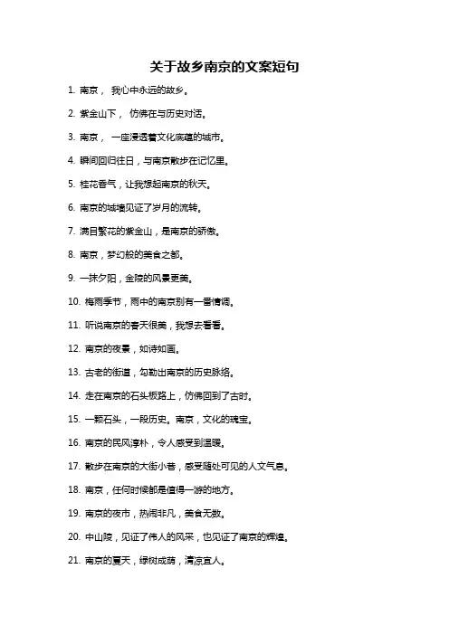 关于故乡南京的文案短句