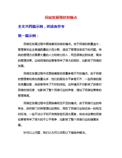 民宿发展现状和痛点