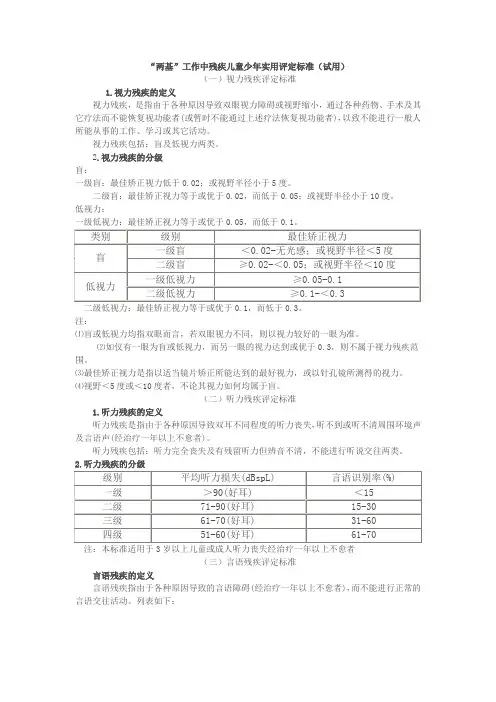 儿童残疾评定标准