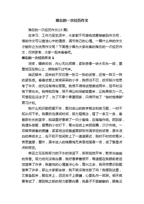 难忘的一次经历作文