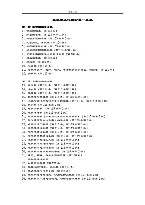 犯罪类型分类一览表