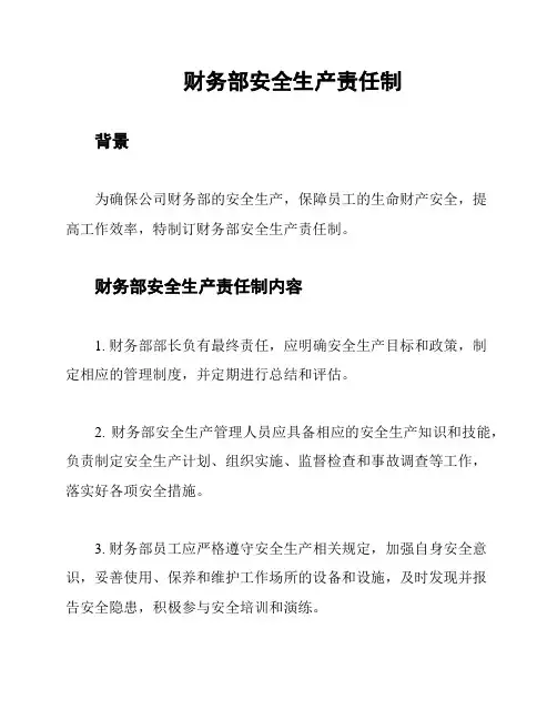 财务部安全生产责任制