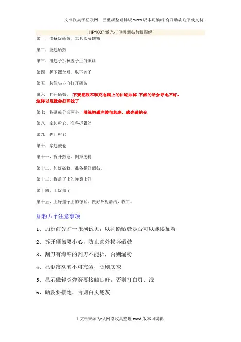 HP1007激光打印机硒鼓加粉详细图解