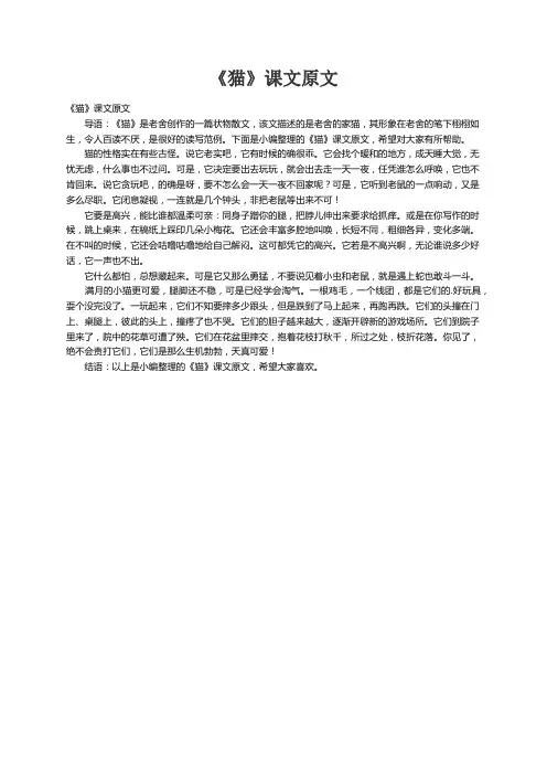 《猫》课文原文