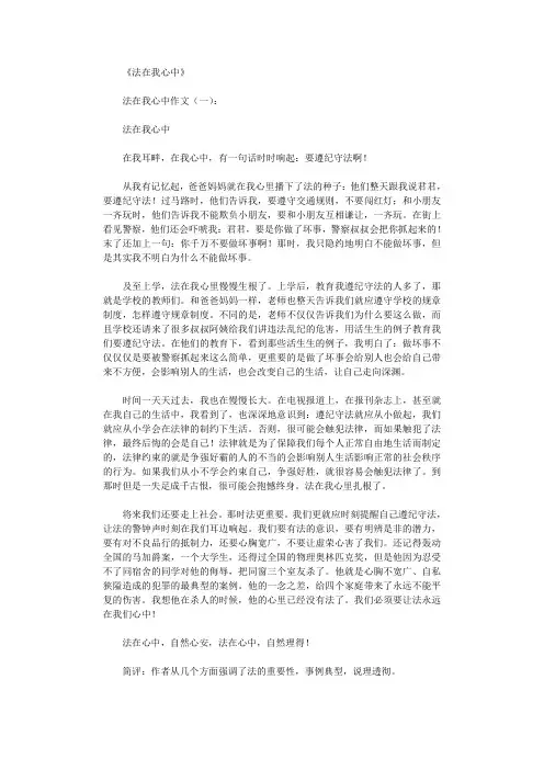 法在我心中5篇优秀文章_作文