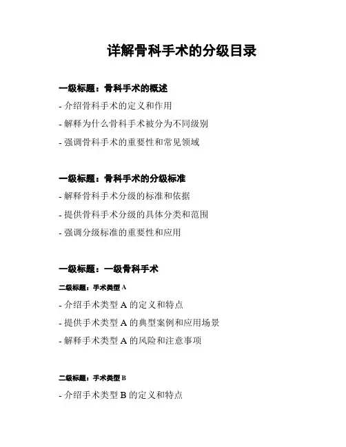 详解骨科手术的分级目录
