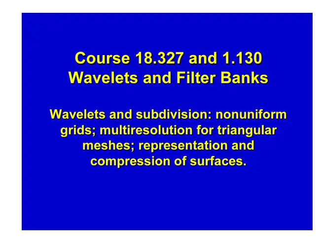 小波与滤波器组：Wavelets and Filter Banks(PPT-17)