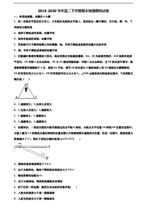 重庆市长寿区2020新高考高二物理下学期期末监测试题