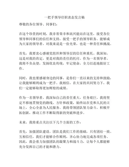一把手领导任职表态发言稿