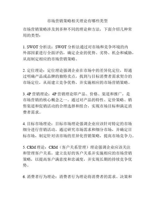 市场营销策略相关理论有哪些类型