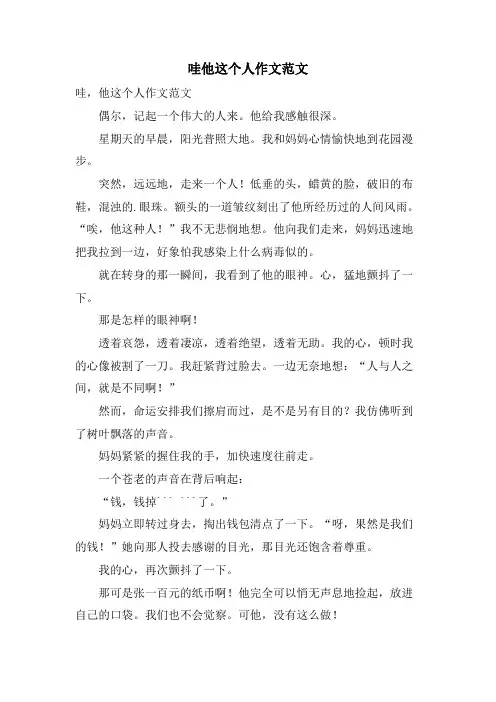 哇他这个人作文范文