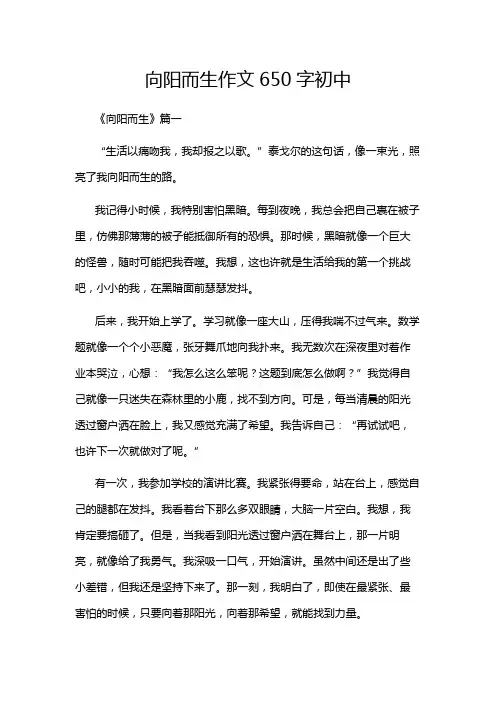 向阳而生作文650字初中