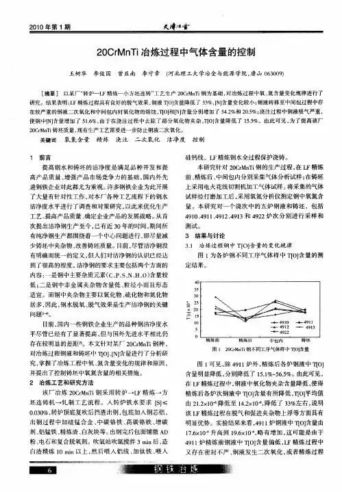 20CrMnTi冶炼过程中气体含量的控制