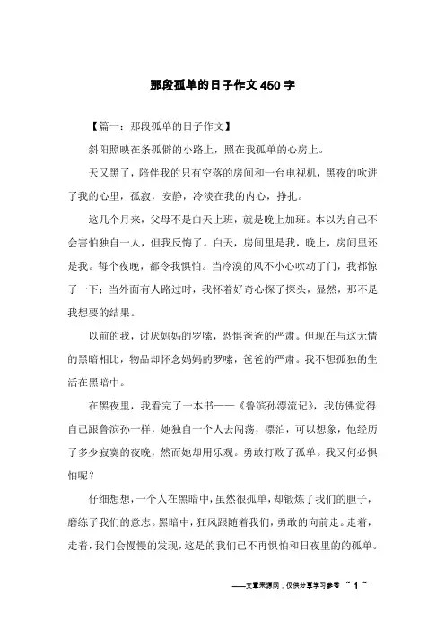 那段孤单的日子作文450字