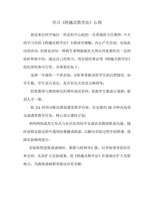 《跨越式教学法》学习心得