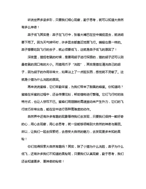 世界真奇妙300字作文三年级