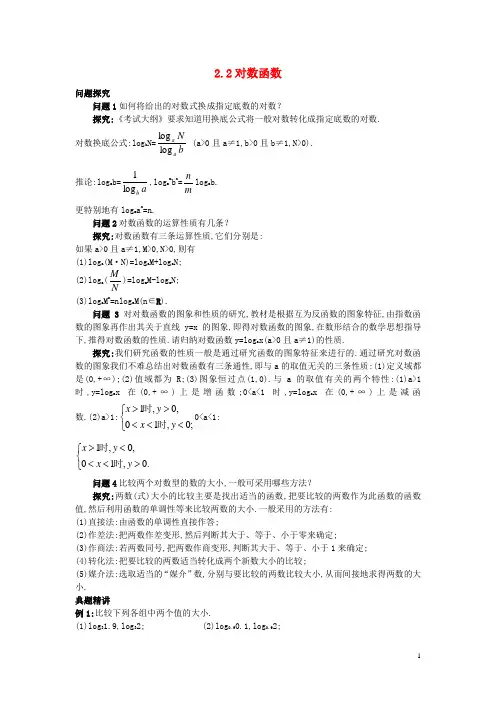 高中数学第2章指数函数、对数函数和幂函数2.2对数函数命题与探究素材湘教版必修1