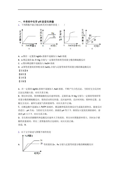 2020-2021备战中考化学专题复习分类练习 pH的变化图像综合解答题含答案