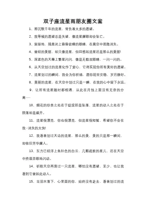 双子座流星雨朋友圈文案