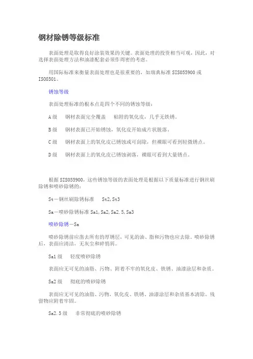 钢材除锈等级标准