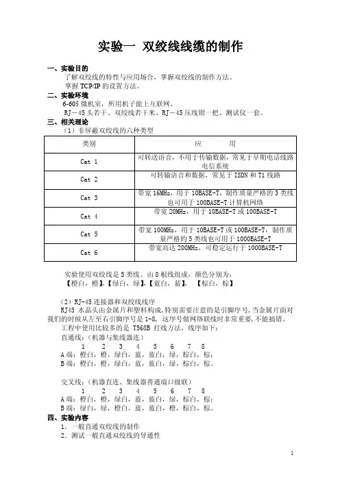 计算机网络实验内容