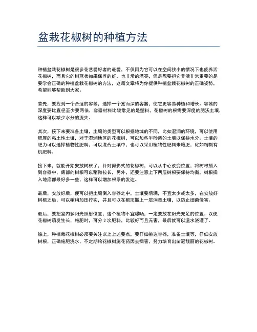 盆栽花椒树的种植方法