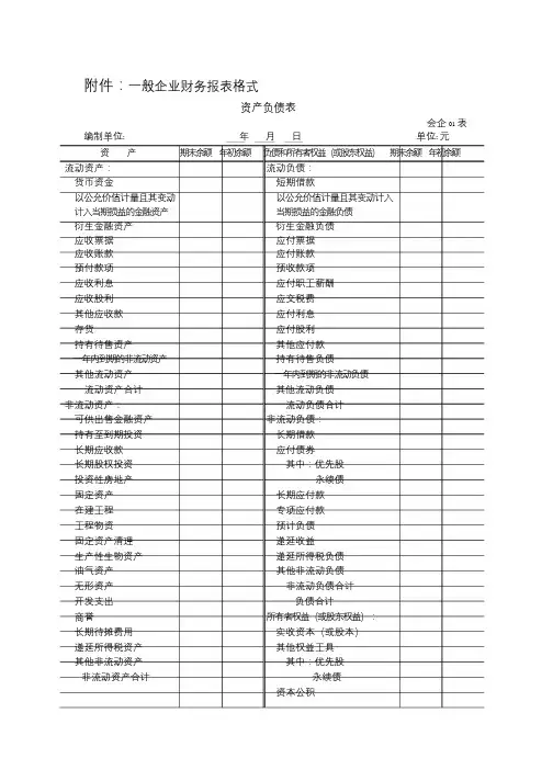 一般企业财务报表格式 2017 30