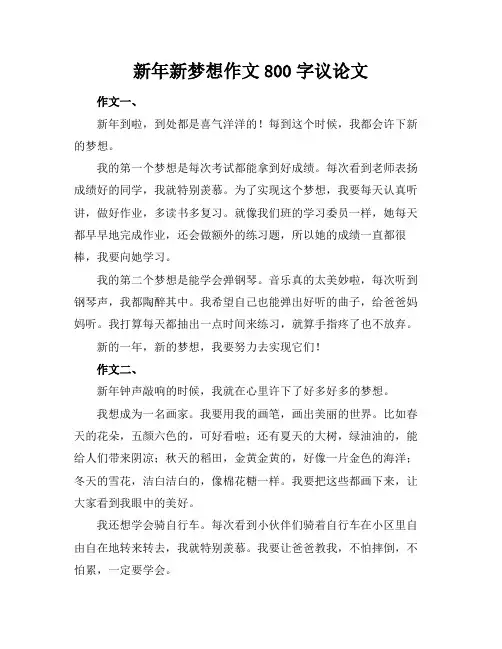 新年新梦想作文800字议论文