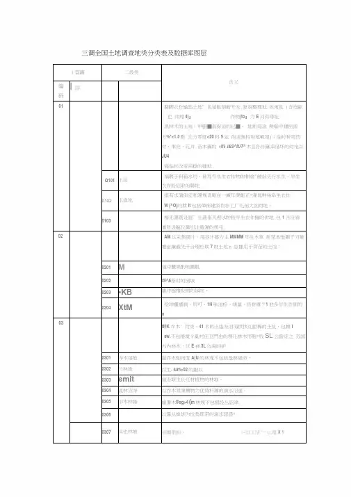 三调全国土地调查地类分类表及数据库图层(20201009020526)