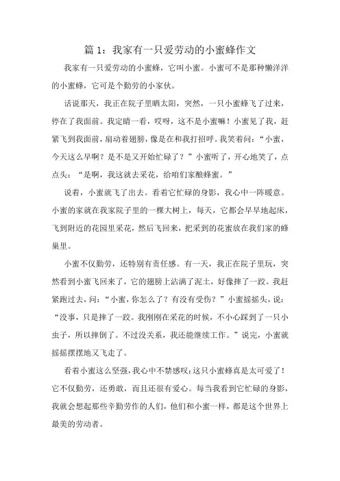 我家有一只爱劳动的小蜜蜂作文精选8篇