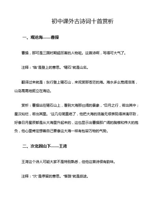 初中课外古诗词十首赏析