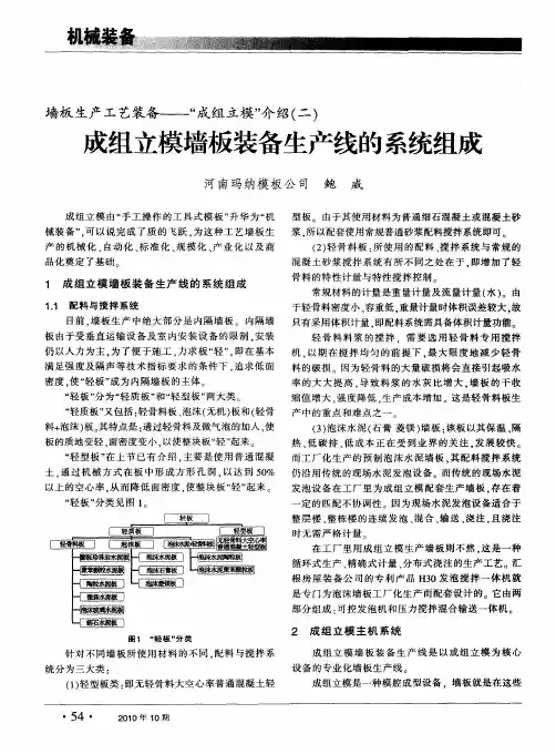 墙板生产工艺装备——“成组立模”介绍(二)：成组立模墙板装备生产线的系统组成
