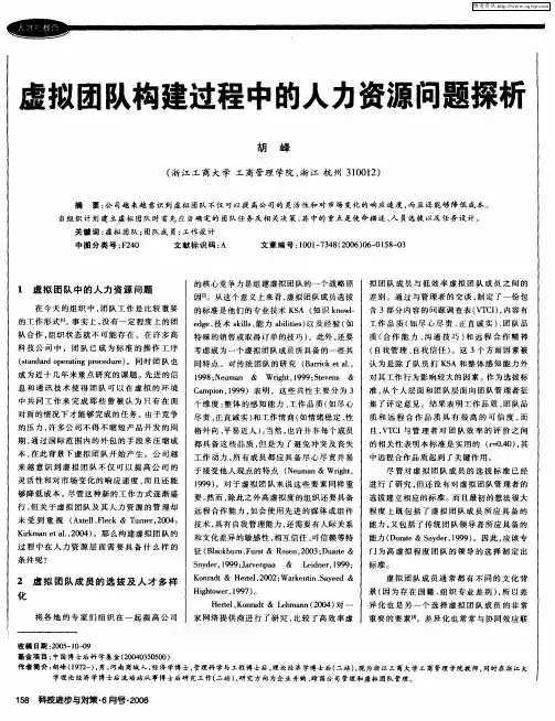 虚拟团队构建过程中的人力资源问题探析