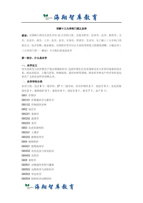详解考研十三大学科门类之农学
