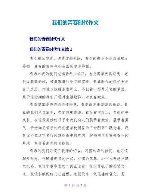 我们的青春时代作文