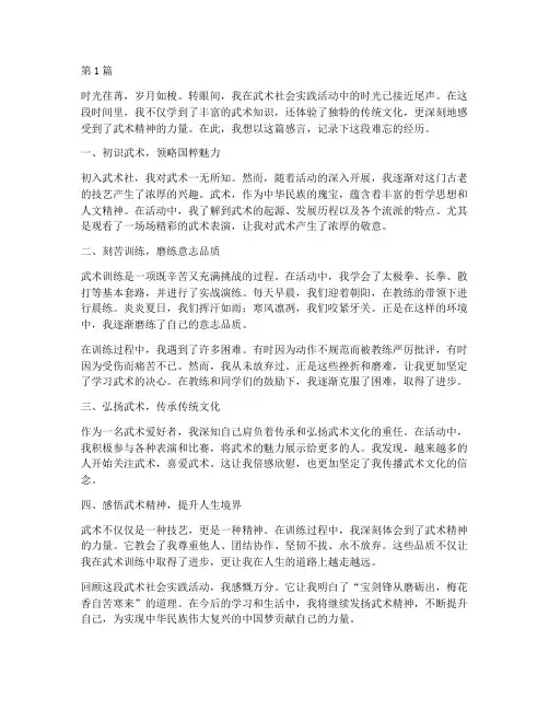 武术社会实践活动感言(3篇)