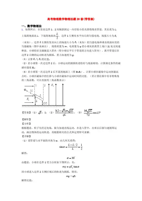 高考物理数学物理法题20套(带答案)