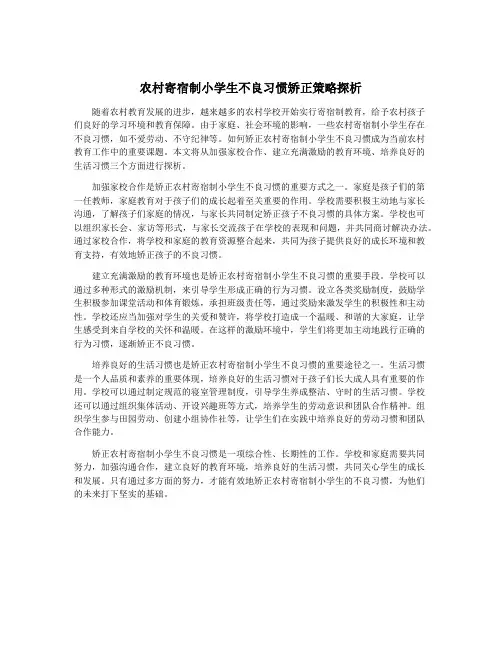 农村寄宿制小学生不良习惯矫正策略探析