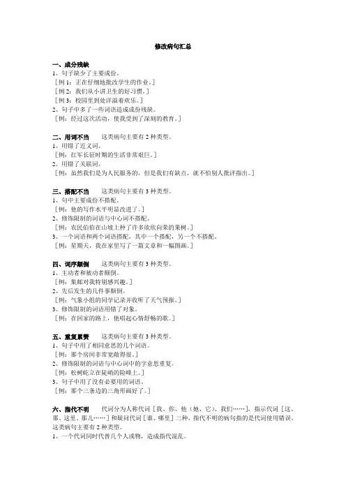 【小学 六年级语文】修改病句类型汇总 共(2页)