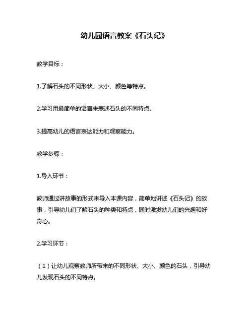 幼儿园语言教案《石头记》