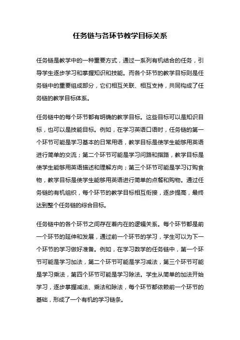 任务链与各环节教学目标关系