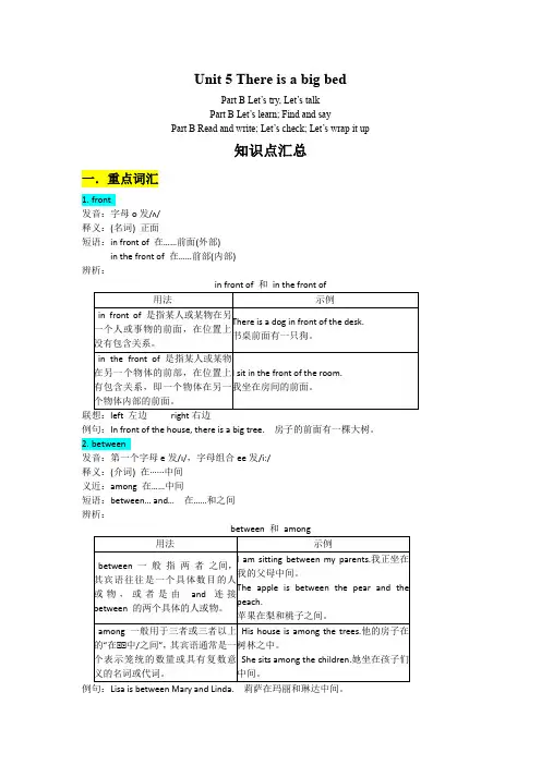 Unit 5 There is a big bed Part B 知识点总结.doc