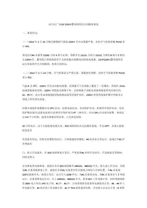 动力分厂“2·23”220KVⅡ母线两次污闪跳闸事故
