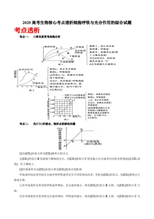 2020高考生物核心考点透析细胞呼吸与光合作用的综合试题答案解析教师版(16页)