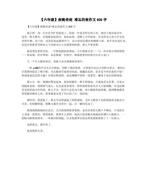 【六年级】夜晚奇迹 难忘的夜作文600字