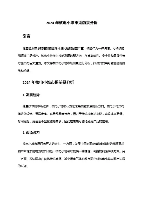 2024年核电小堆市场前景分析