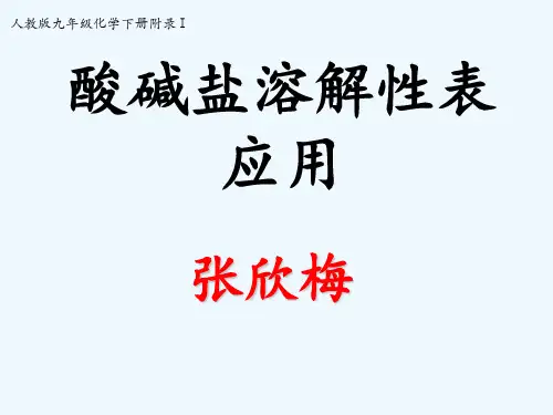 化学人教版九年级下册附录1 部分酸碱盐溶解性表(常温)