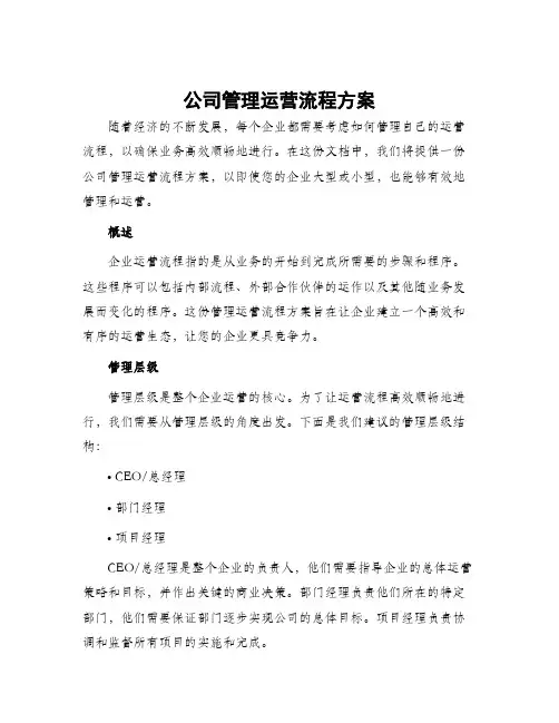 公司管理运营流程方案