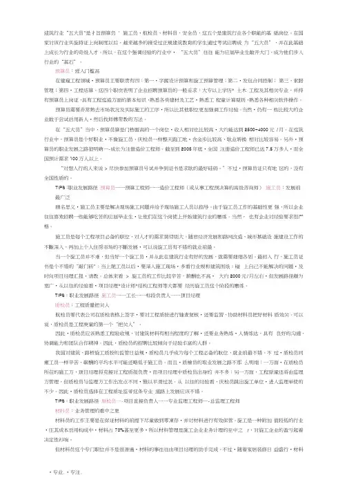 工程建筑行业“五大员”