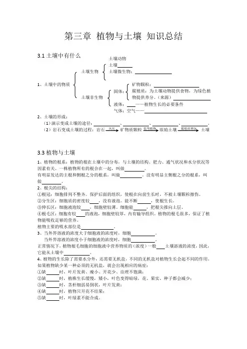 八年级下 第三章 植物与土壤 知识总结